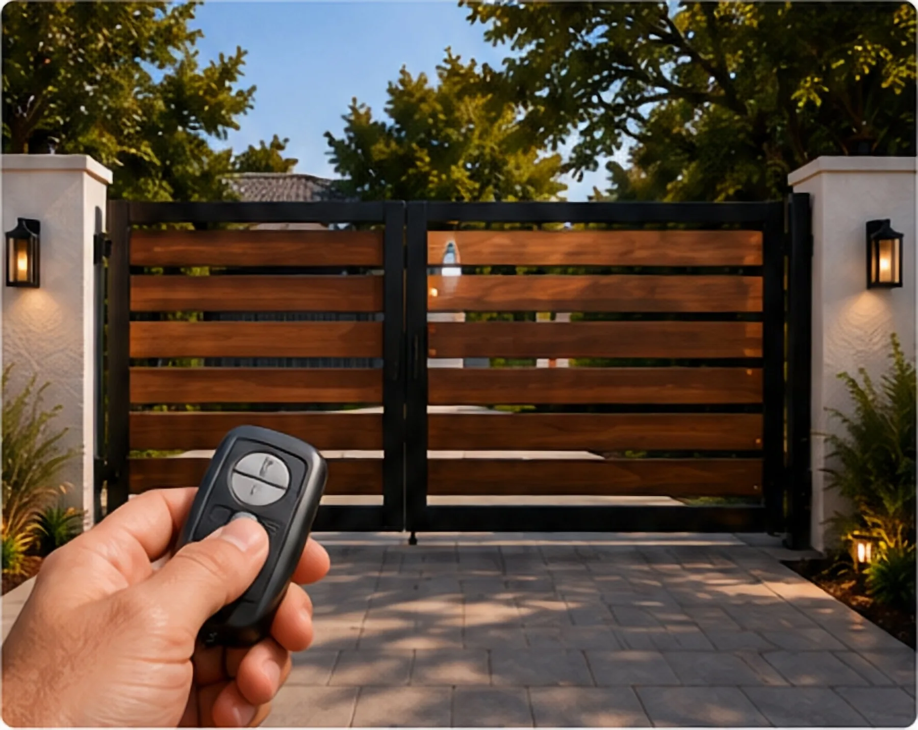 Close detail of a gate automation installation