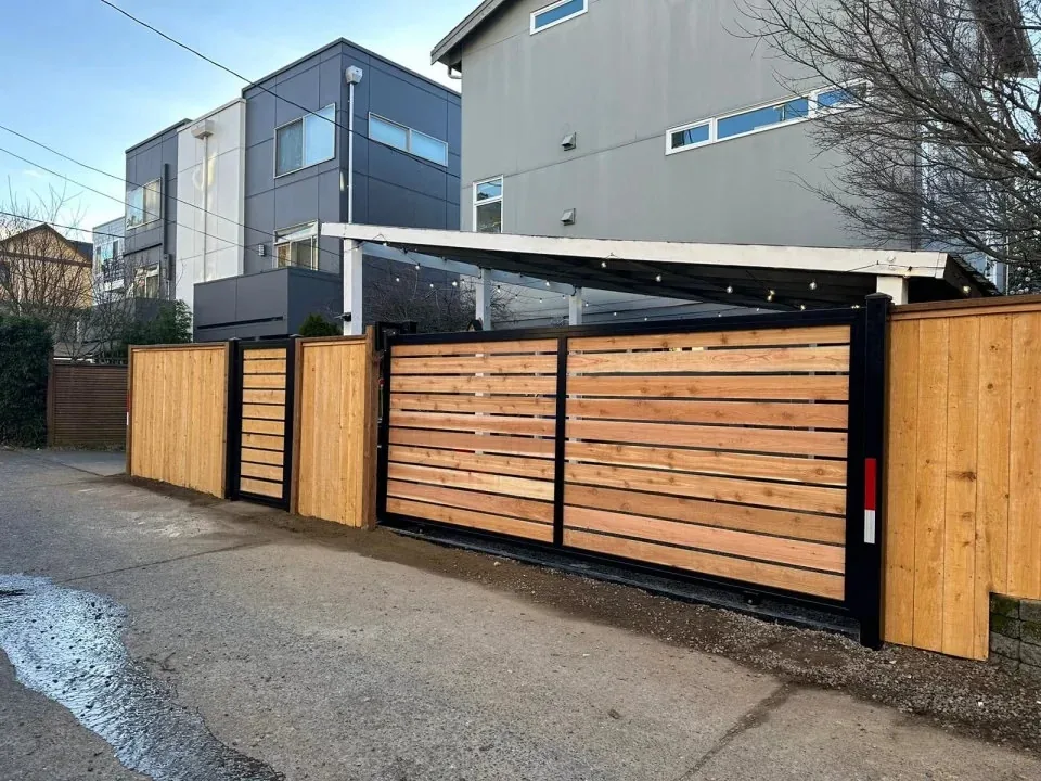 Driveway gate with a gate operator fitted