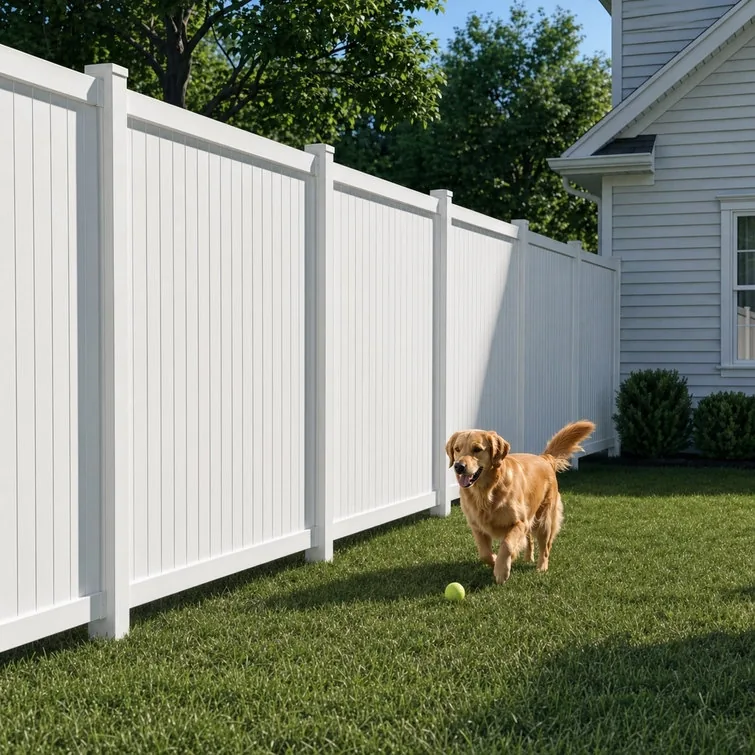 Vinyl picket fence to a front yard