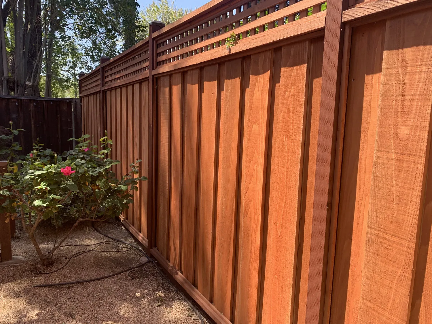 Wood fence post and rail detail